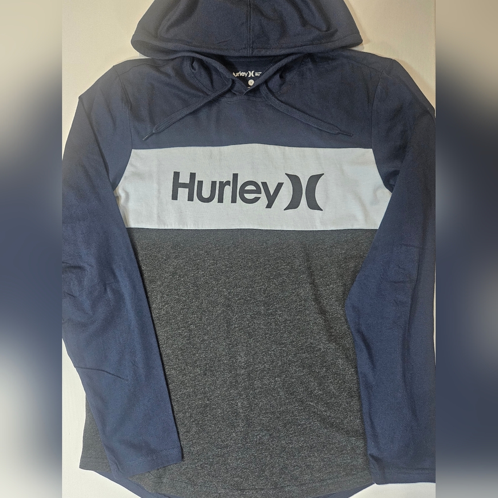 Hurley Hooded Pullover Mens Small Navy Blue Grey